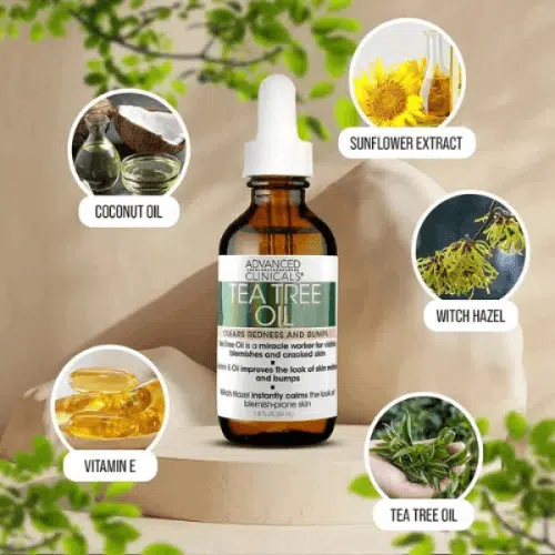 ⁦ادفانسيد كلينيكال, سيروم زيت شجرة الشاي يزيل الاحمرار والنتوءات بالوجه (53 مل) | Advanced Clinicals Tea Tree Oil Serum for Redness and Bumps 53ml⁩ - الصورة ⁦3⁩