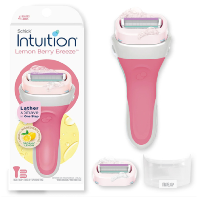 إنتيونيشن ماكينة حلاقة شيك ليمون بيري بريز مع مقبض وشفرتين احتياطيين | Intuition Schick Lemon Berry Breeze Razor with Handle and 2 Razor Refills