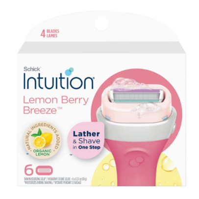 إنتيونيشن  غيارات شفرات احتياطية شيك ليمون بيري بريز للعناية بالبشرة 3 قطع | Intuition Schick Lemon Berry Breeze Razor Refill Blades – 3 Pack