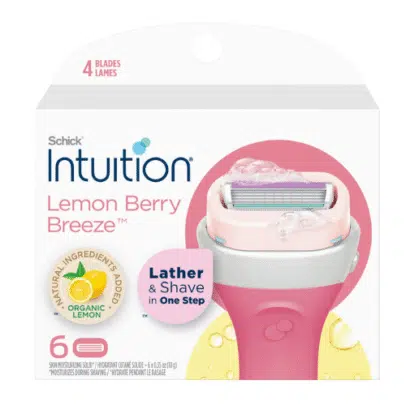 إنتيونيشن  غيارات شفرات احتياطية شيك ليمون بيري بريز للعناية بالبشرة 3 قطع | Intuition Schick Lemon Berry Breeze Razor Refill Blades – 3 Pack